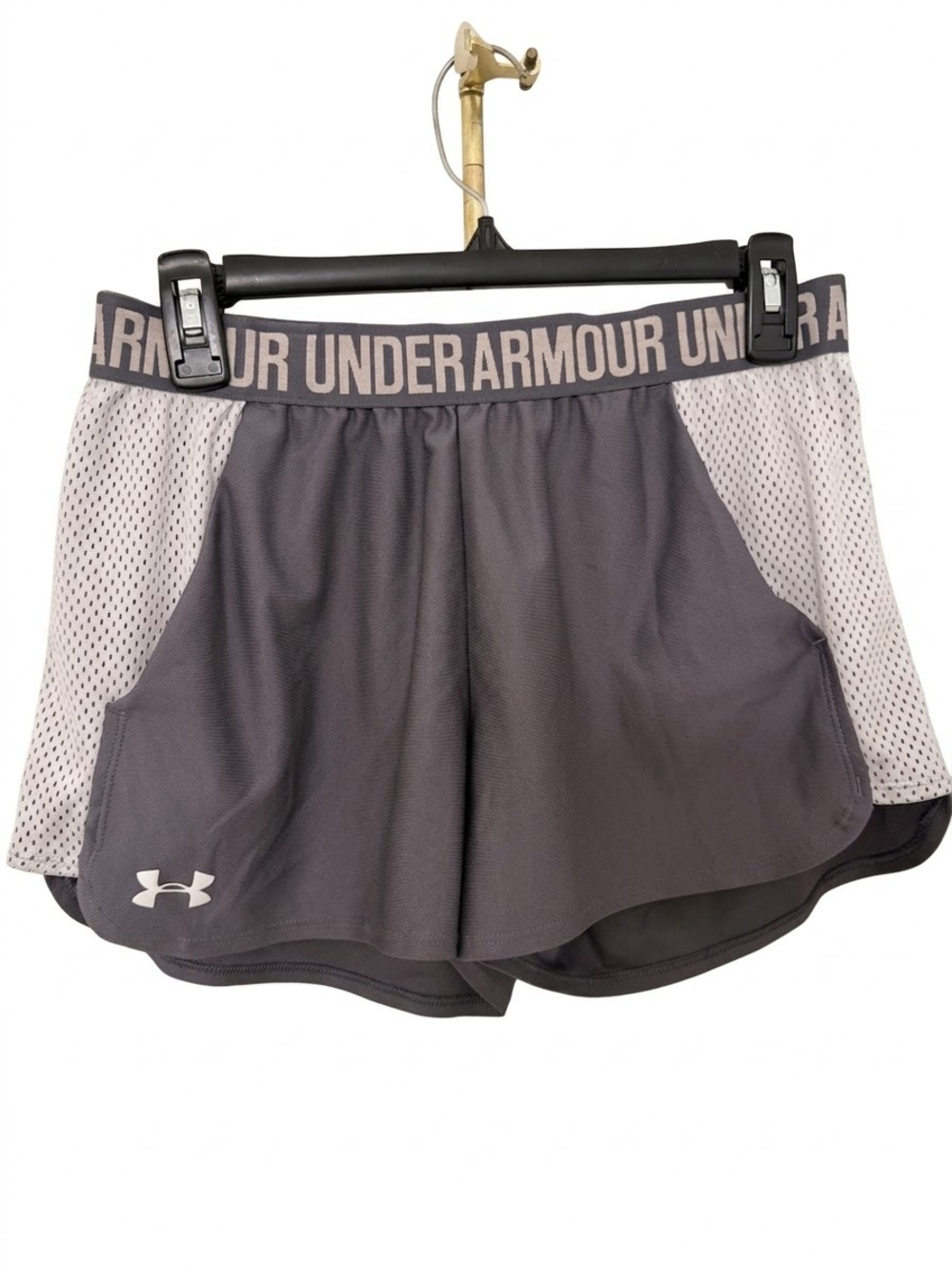 Under Armour Women's Gray Two-Tone Mesh Athletic Shorts